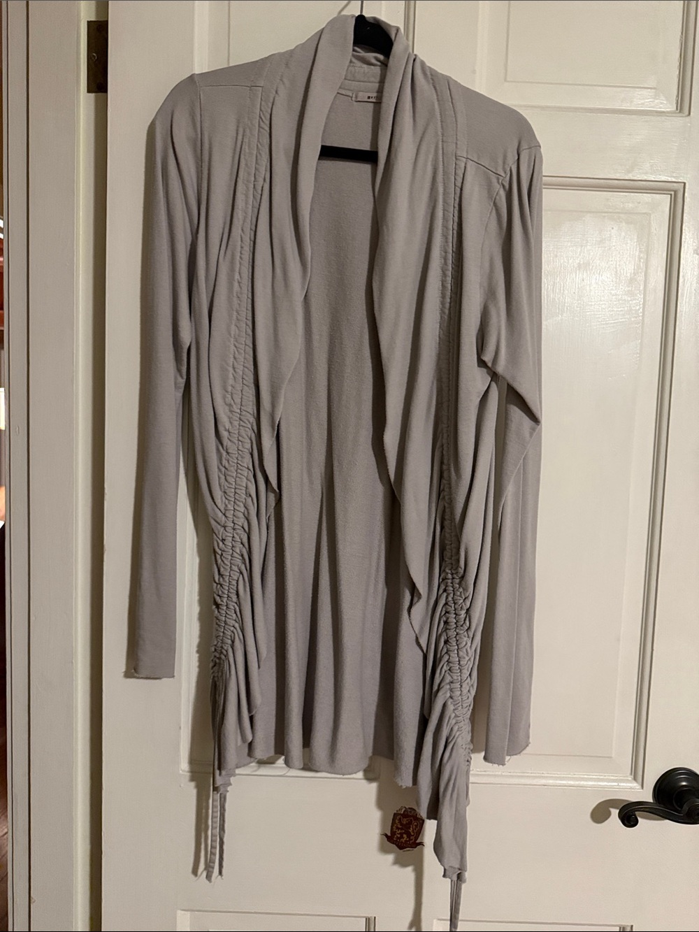 Anthropologie Light Gray Draped Open-Front Cardigan
